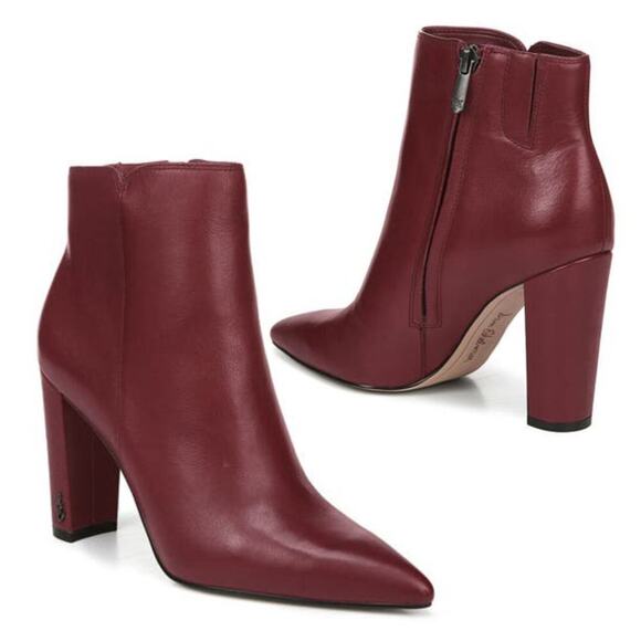 NWT Sam Edelman Women's Leather Raelle Block Heel Pointed Toe Bootie - Picture 1 of 8